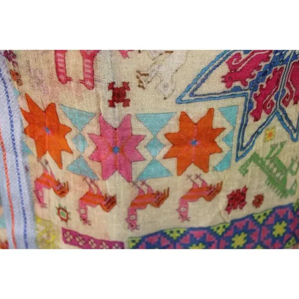 Oversized Boho Patchwork Print Scarf Woven Artsy Folk Shawl Wrap 31